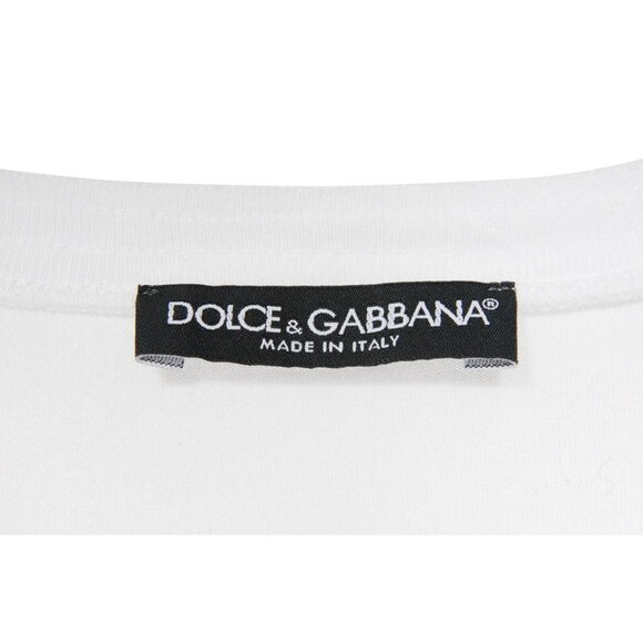 Dolce & Gabbana Men White Embroidered Crown Crewneck T Shirt Size XL IT 54 Gold - Picture 4 of 7